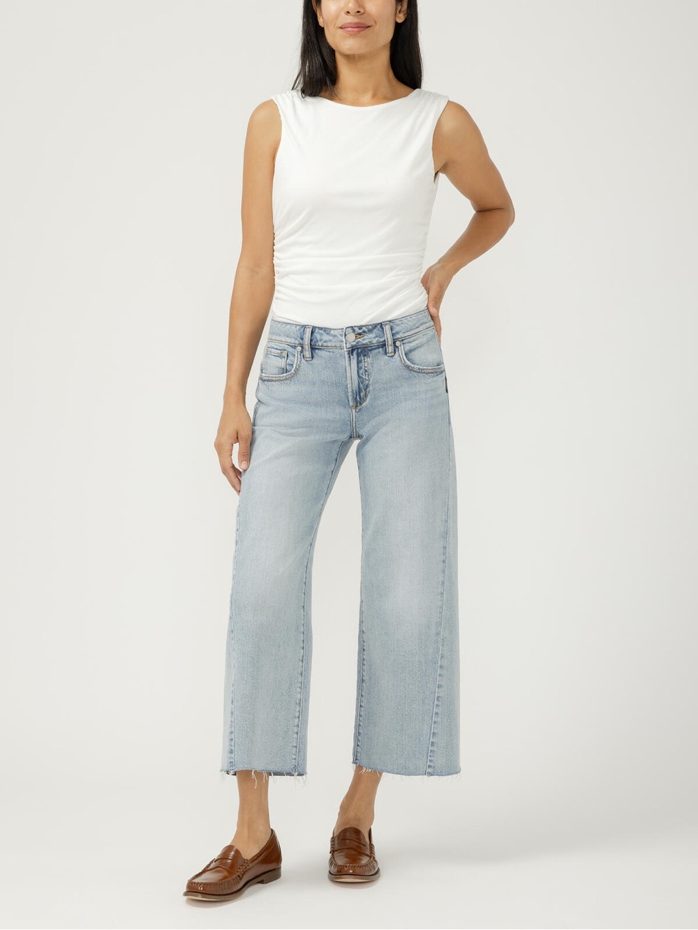 Suki Mid Rise Cropped Wide Leg Jeans Womens Size W26 / L26
